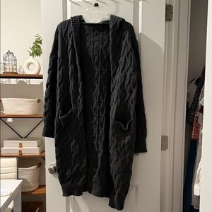 Women's Black Cable Knit Cardigan